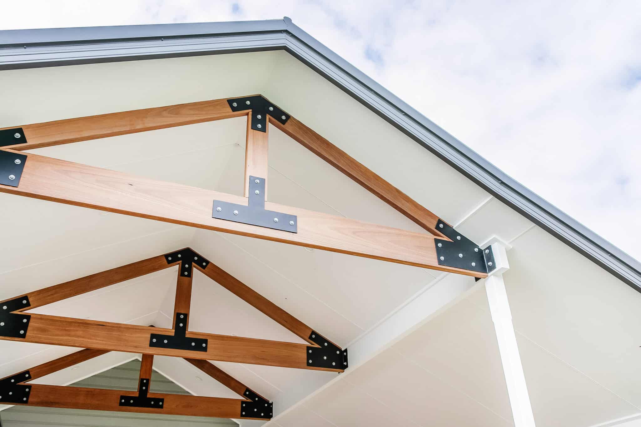 Timber roof trusses on a BLE Building deck addition